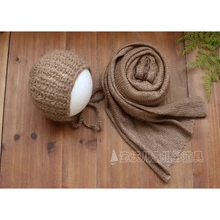 Коричневый мохер для вязания крючком дамская шляпа без полей новорожденная эластичная вязаная пеленка реквизит для фотосъемки детское Пеленальное Одеяло мешок