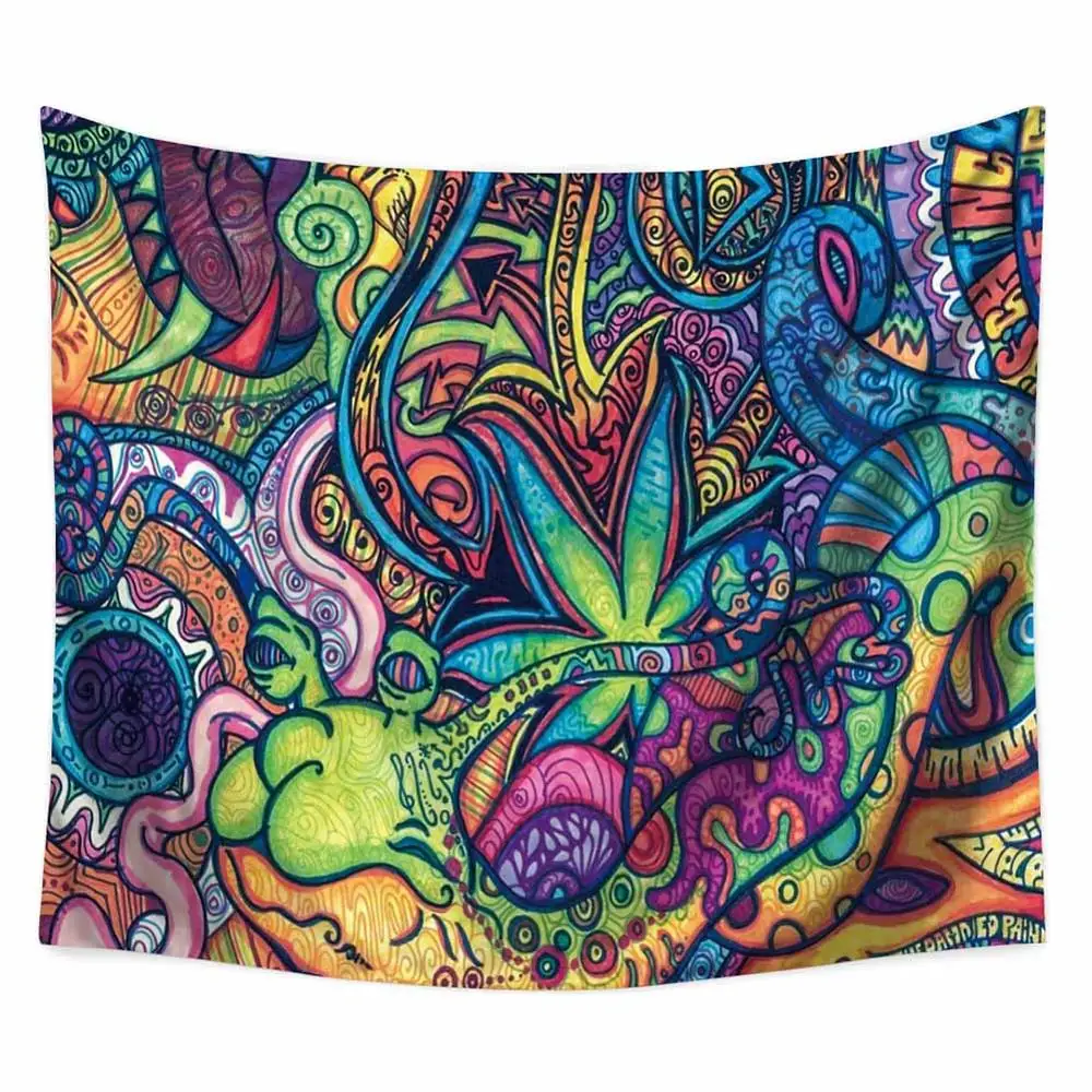 Meijuner гобелен красочные психоделические серии гобелены настенный гобелен пляжное одеяло коврик для йоги Декор для гостиной - Цвет: 1