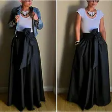 Ретро Женщины; Лето; в стиле бохо Длинное Макси пляжное платье с бантом Асимметричная плиссированная юбка