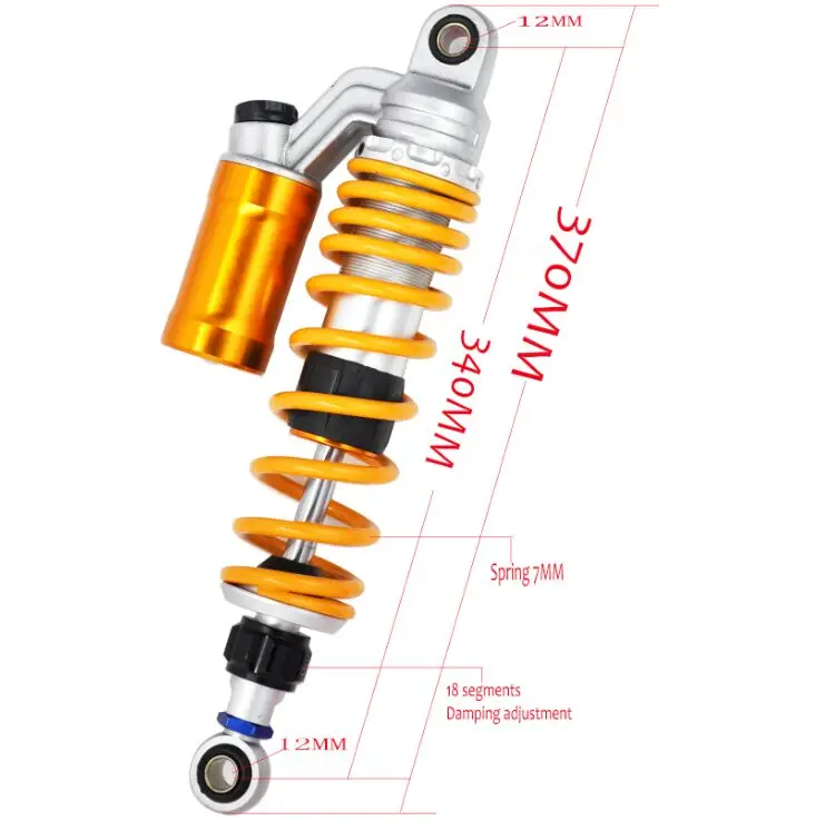 1 пара 320 мм 340 мм 360 мм Воздушный амортизатор мотоцикла задняя подвеска для HONDA SUZUKI Kawasaki Aprilia YMAHA желтый - Цвет: 340MM