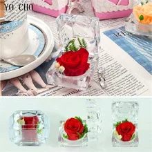 YO CHO искусственный цветок декоративный свежий консервированный цветок розы Хрустальная коробочка для кольца свадебный сувенир День святого Валентина подарки на день рождения
