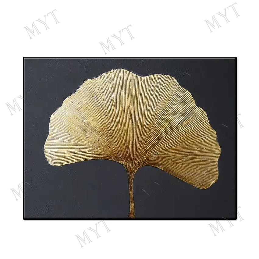 Big size gold leaf 100% Hand-painted wall home decor Abstract acrylic Oil Painting artwork for living room hotel no framed | Дом и сад
