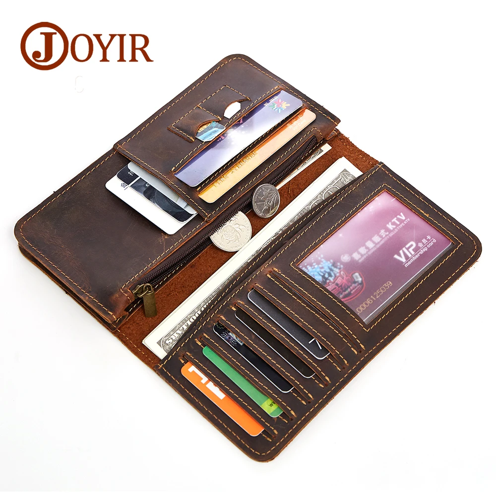 

Men's Wallet Genuine Leather Wallet Vintage Long Men Wallets Perse Solid Card Holder Multi Clutch Carteira Hombre Male Gift