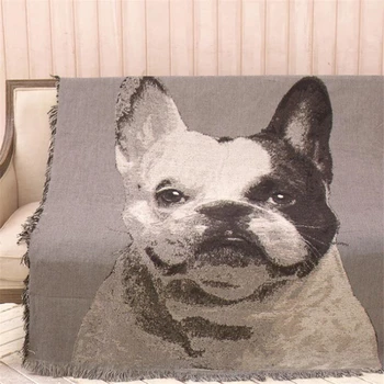 

Dog Design Mat Blanket for Couch Sofa Decorative Slipcover High Quality European Style Stitching Travel Plane Blanket Healthy