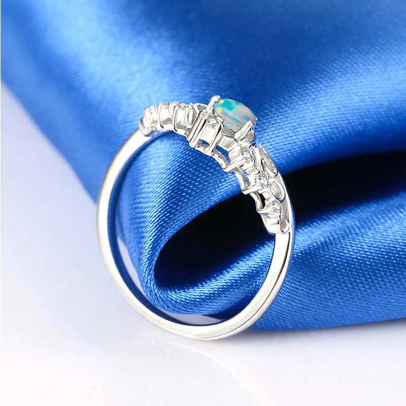 Szjinao New Brand Luxury Opal Crown Rings for Women 100% Handmade 925 Sterling Silver Heart Shape Wedding Engagement Jewelry