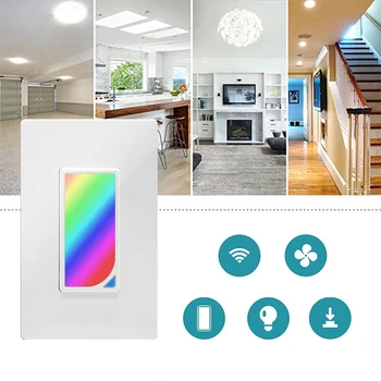 

Wifi In-Wall RGB LED Scene Smart Light Switch Color Changing with Remote Voice Control and Timer Countdown Works with Alexa