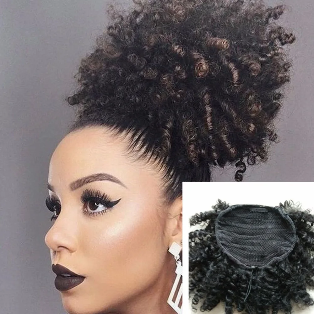 Afro Kinky Curly Weave Ponytail Hairstyles Clip ins