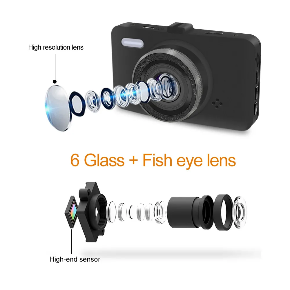 Denicer Dash Cam FULL HD 1080P регистратор Автомобильная камера 3 0 дюймов экран приборная