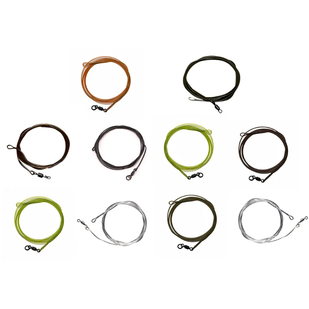 

1M Carp Fishing free lead Leader Line Braided/Fluorocarbon/Nylon With spinner Quick Change Swivel lead core leader hook link