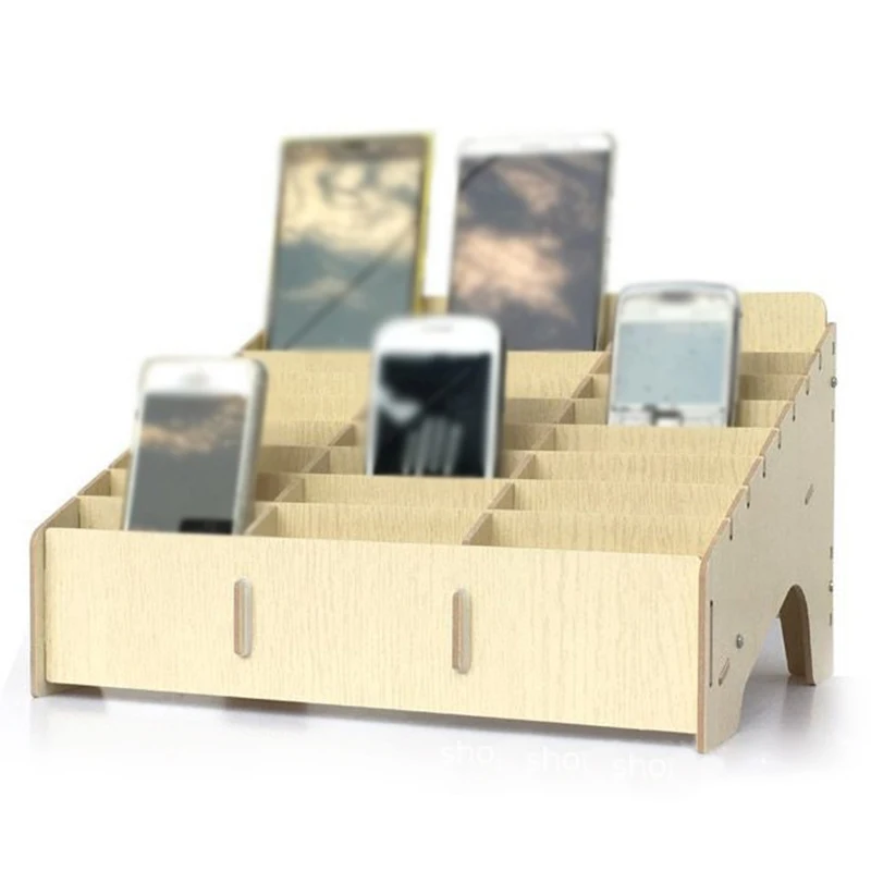Goede Multifunctionele Houten Opbergdoos Desktop Kantoor 24 Grid Rack Mobiele Telefoon Reparatie Tool Box Moederbord Display Accessoires