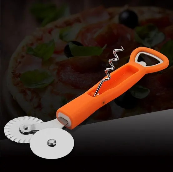 1PC Double Roller Pizza Knife Cutter Pastry Pasta Dough Crimper Wheel