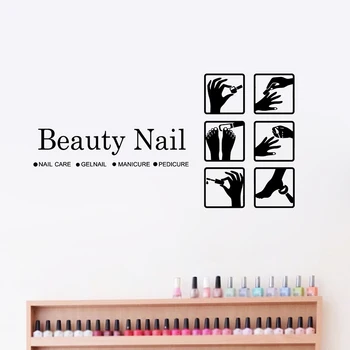 

Beauty Nail Art Wall Decals Pedicure Business Sign Vinyl Wall Stickers For Nail Beauty Salon Window Glass Door Art Decor