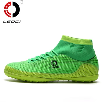 

Leoci Men Indoor Soccer Shoes High Ankle Tf Football Boots Big Size 33-45 Chuteira Futebol Zapatillas De Deporte Kids Boys