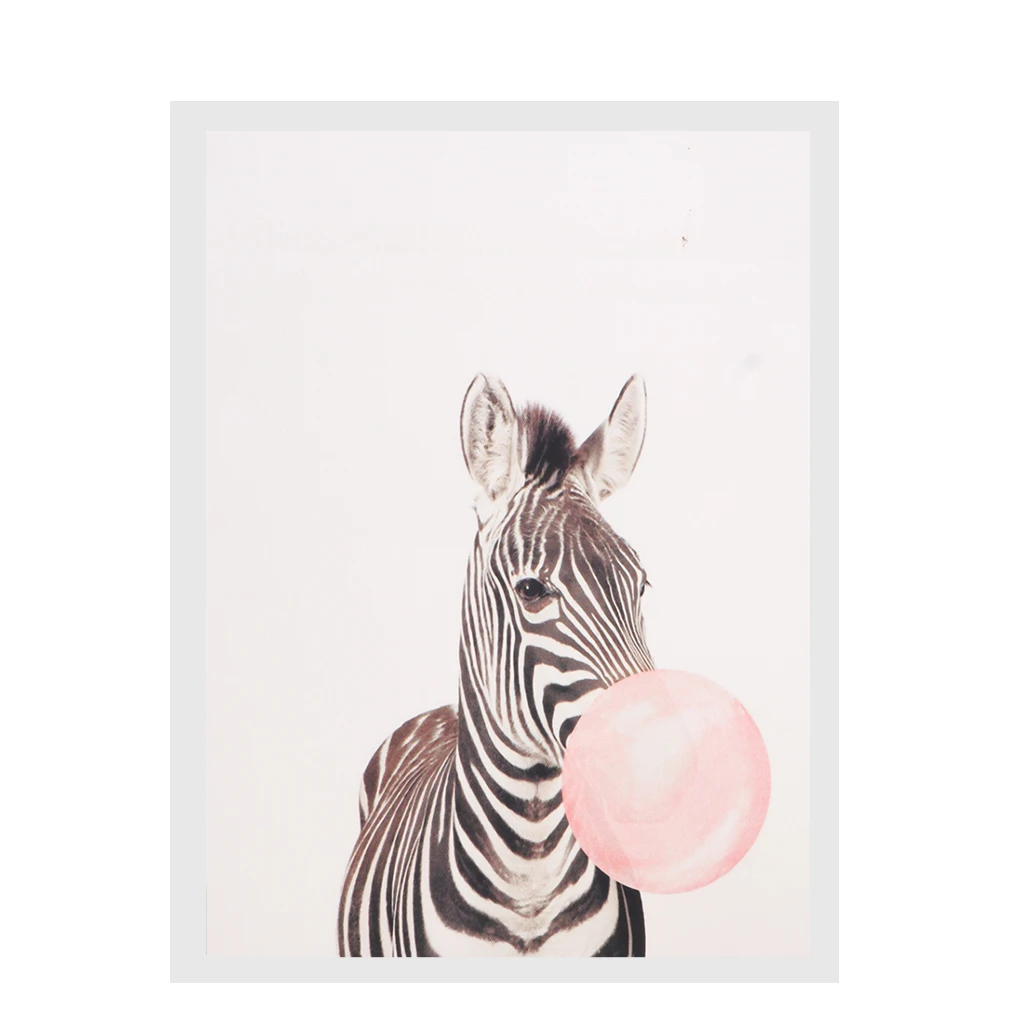 4 Panel Canvas Oil Print Painting Wall Hanging Picture Paint for Home Office Hotel Hallway - Animal Blow Bubble Gum