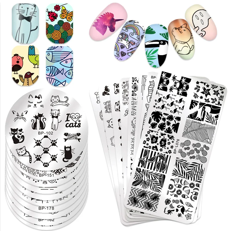 

BORN PRETTY Nail Stamping Template Animal Series Cats Dog Manicure DIY Image Plate Nail Art Decoration Accessory