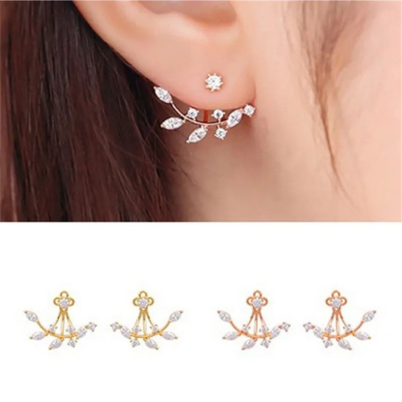 New Fashion Silver Plate Needle Zircon Stud Earrings For Women Ear New Fashion Silver Plate Needle Zircon Stud Earrings For Women Ear Jacket Earring Best Gift S And D 410