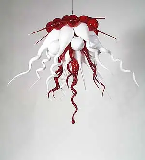 

Free Air Shipping Cheap Red and White Blown Glass Chandelier