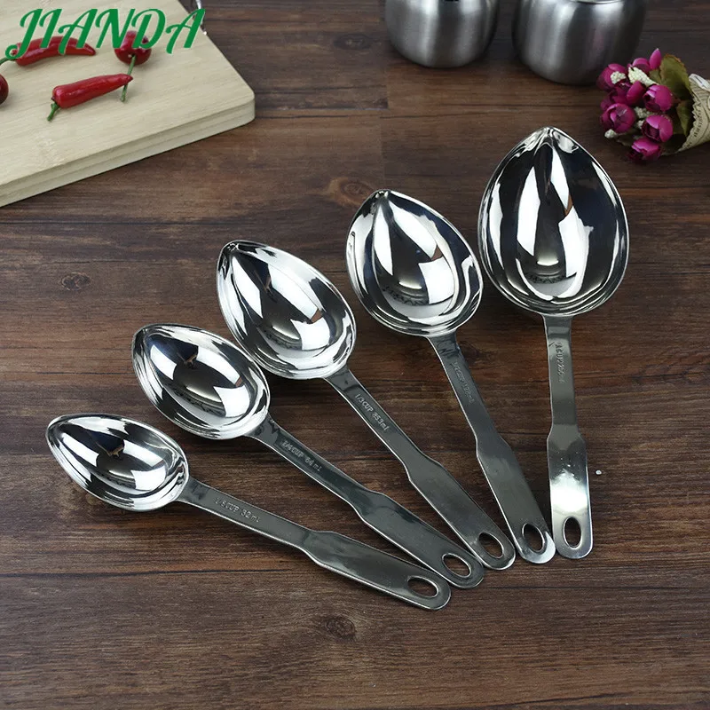 JIANDA High Quality 5pcs/Set Narrow Stainless Steel Spice Measuring