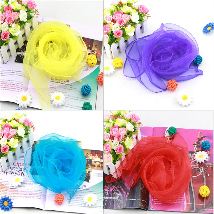 Women Girl Solid Color Soft Chiffon Silk Square Scarf Wrap Shawl Elegant Neckerchief Retro Head Neck Hair Tie Band 20 styles