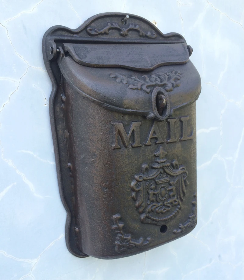 Standing Cast Iron Mailbox/ Wrought Iron Letter Box Metal Postbox, Mail box Garden decor