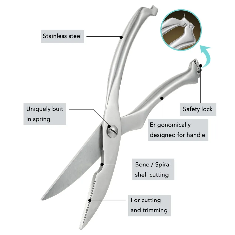 Кухонные принадлежности Кухонные ножницы из нержавеющей стали, куриные кости, рыбки, утки, птицы, ножницы, Кук, кухонные гаджеты, инструмент, безопасный замок