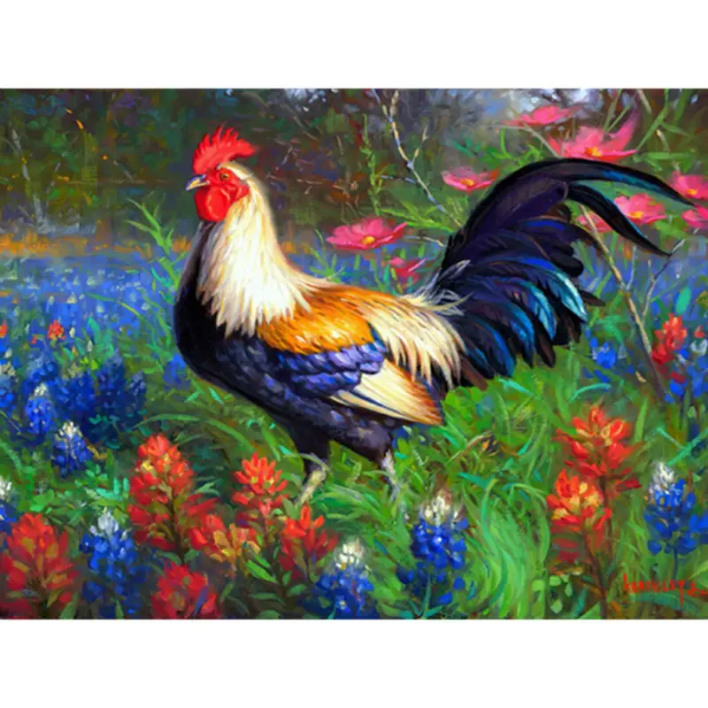 Needlework Cock Diy Handicrafts Diamond Painting Color Chicken Diamond Embroidery Full Square Drill Mosaic Decoration Picture
