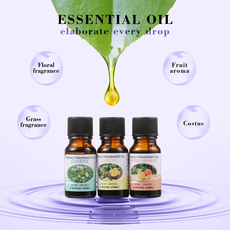 

6PCS 10ml Fragrance Natural And Pure Premium Essential Oil Water-soluble Pack Set For Aroma diffuser