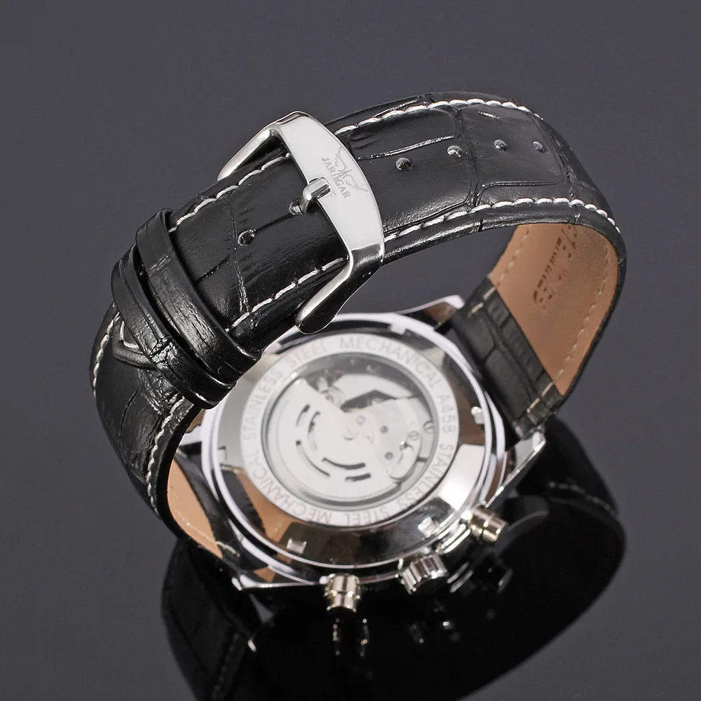 Модные мужские наручные часы от ведущего бренда Jaragar с автоматическим заводом, тонкий чехол с календарем и циферблатом 24 часа в неделю из натуральной кожи