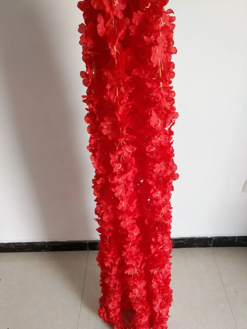 Высококлассные искусственный цветок Гортензия Глициния ротанга лозы свадебная АРКА марридж праздничные гирлянды Цветочные украшения - Цвет: red