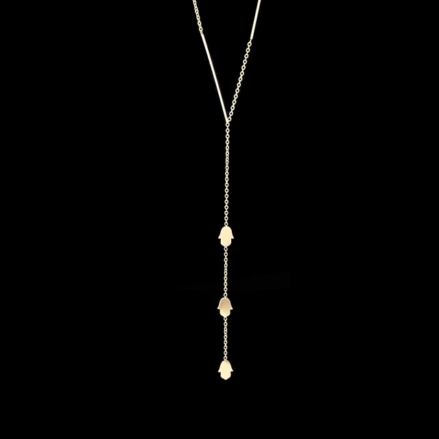 palm gold SHE WEIER длинные цепочки и ожерелья нержавеющая сталь цепи женское колье-подвеска Воротник Бесконечность Крест Сердце jewelry цвет серебристый, золотой - Окраска металла: palm gold