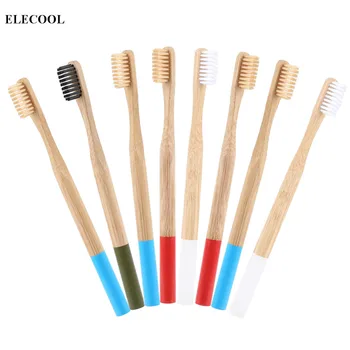 

2 pcs Eco-friendly 8 Color Natural Bamboo Toothbrush Round Bamboo Handle Soft Bristle Healthy Colorful Toothbrush For Adult