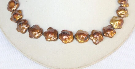 

Hot sell Noble- FREE SHIPPING>>>@@ AS4085 Baroque flower coffee Reborn Keshi pearls necklace