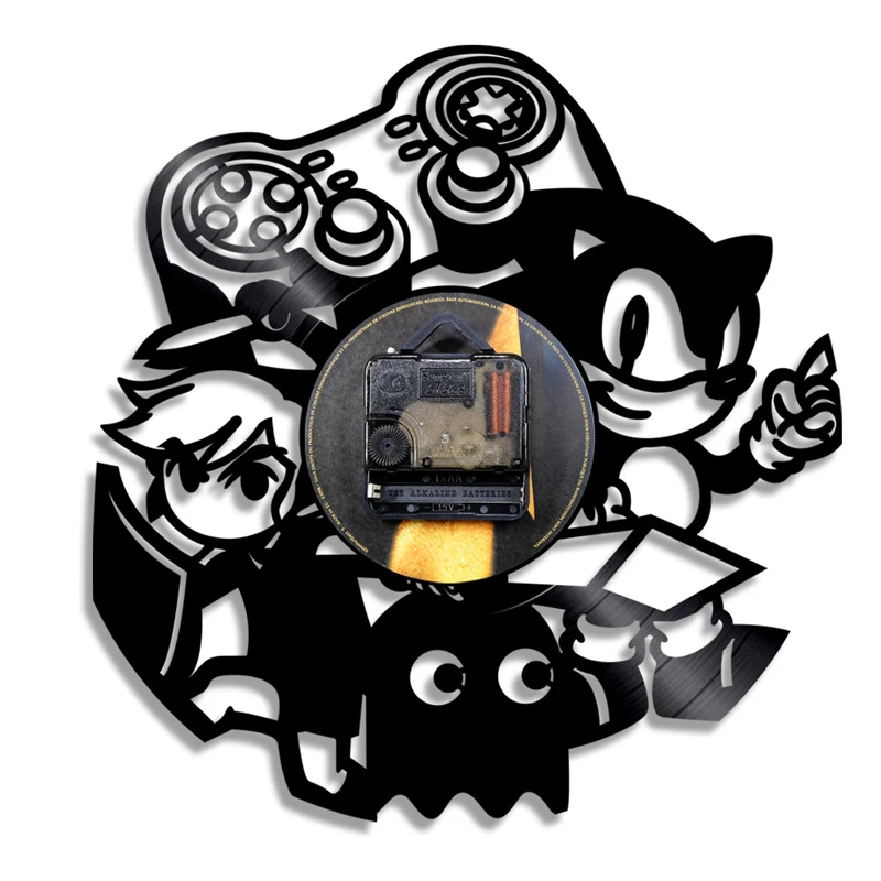 Винтажные настенные часы с виниловой пластинкой современный дизайн игровая тема Соник Ежик CD часы 3D настенные часы украшение дома 12 дюймов