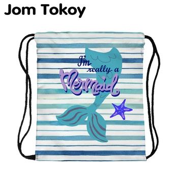 

JomTokoy Fashion Women Backpack Mermaid Pattern Printing Travel Softback Women Mochila Drawstring backpacks