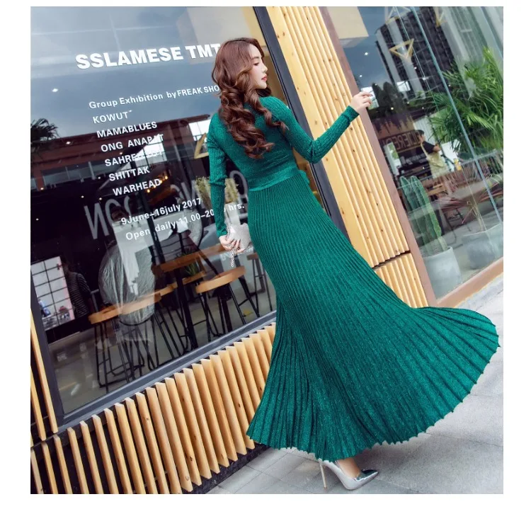 2018 spring autumn silver silk knit Sexy V neck dress women knitting sweater pleated Dress Maxi Party Dresses Vestido De Festa 2018 spring autumn silver silk knit Sexy V neck dress women knitting sweater pleated Dress Maxi Party Dresses Vestido De Festa