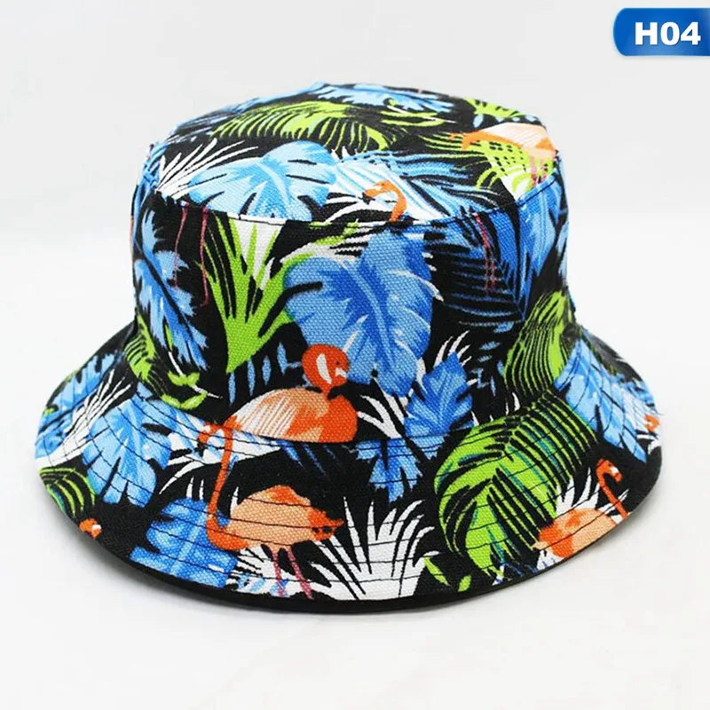 Летний Фламинго Панама с принтом для женщин Открытый Солнцезащитный хлопок Рыбалка охотничья шляпа двухсторонняя одежда Боб Кепка Защита от солнца шляпы - Цвет: H04