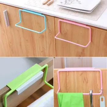 Towel Rack Hanging Holder Cupboard Kitchen Cabinet Bathroom Towel Rack Sponge Holder Wardrobe Cabinet Storage Racks for Bathroom