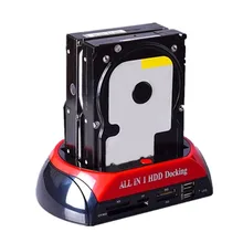 All In 1 HDD Docking Station Dual 2.5″ 3.5″ IDE SATA External HDD Box USB2.0 Hubs Card Reader External Storage Enclosure US Plug