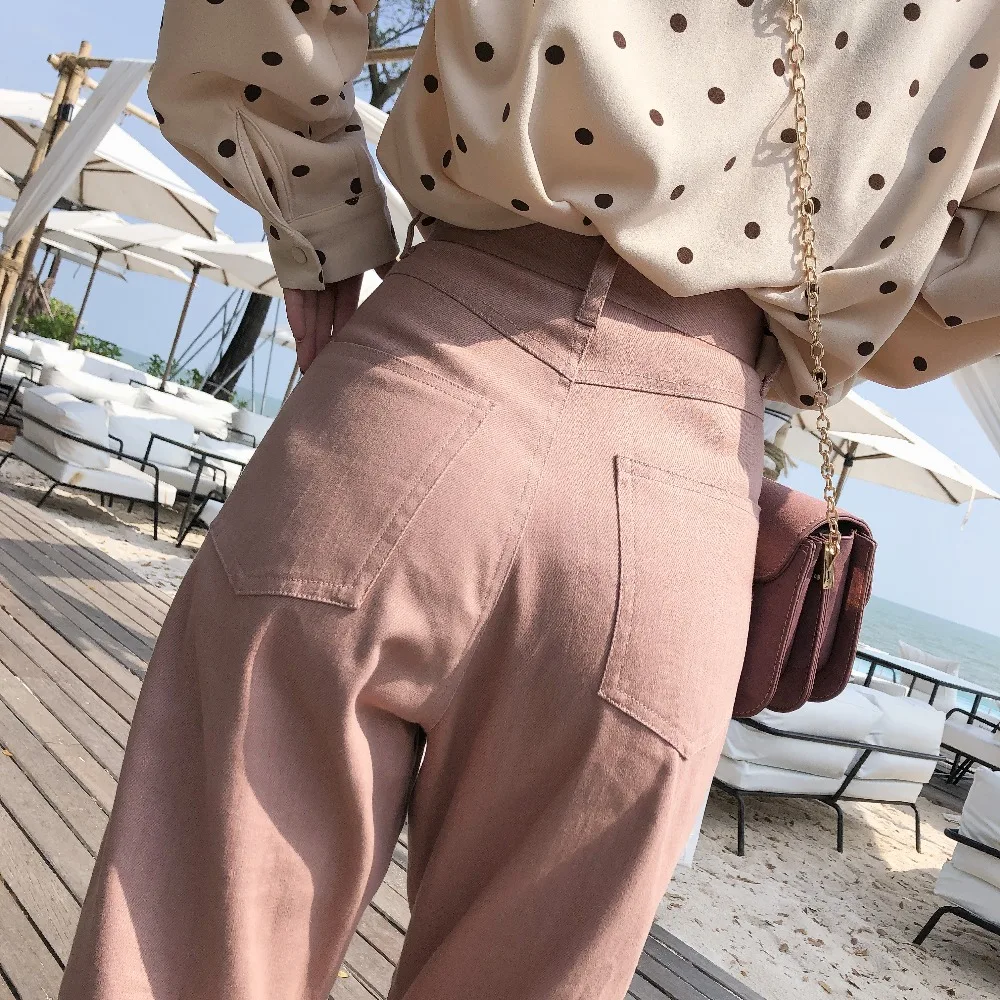  Mishow New Women's Pants 2019 Women Spring Autumn High Waist Wide Leg Pants casual Loose Cropped Tr
