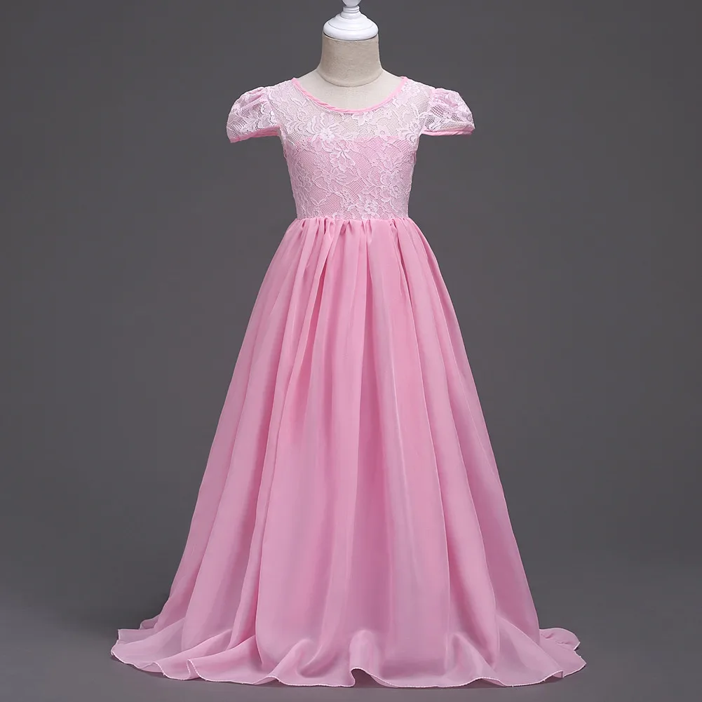 

New design summer chiffon tule girl formal short sleeve princess dress 2018 ball gowns teen girls dress size 12 14 years