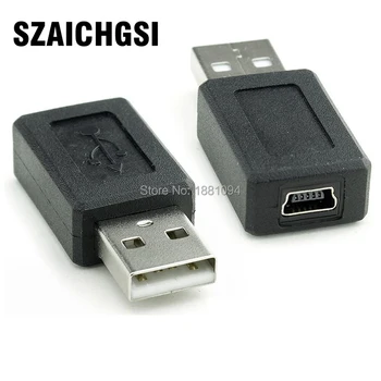 

SZAICHGSI USB 2.0 A type male to Mini 5pin USB B type 5pin female Connector Adapter black color Wholesale 1000pcs/lot