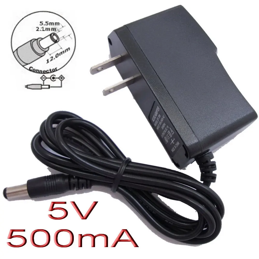 100 шт. AC 100 V-240 V адаптер преобразователя DC 5 V 0.5A/500mA источник питания US Plug AC/DC 5,5 мм x 2,1 мм+ DHL