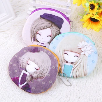 

200pcs/lot Girls Favorites Print Carton Pretty Small Purse Women Zipper Minni Wallet Card Holder Coin Bag