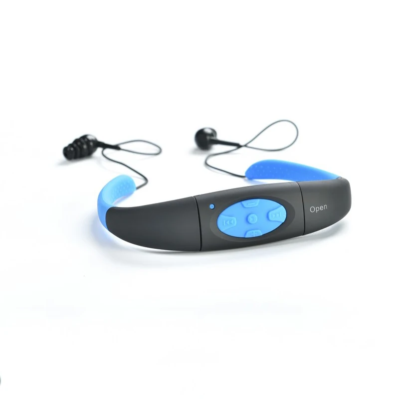 Водонепроницаемый 4 ГБ MP3 Музыка Media Player подводный шейным Плавание Спорт MP3 плеер с FM радио стерео аудио наушники - Цвет: Серый