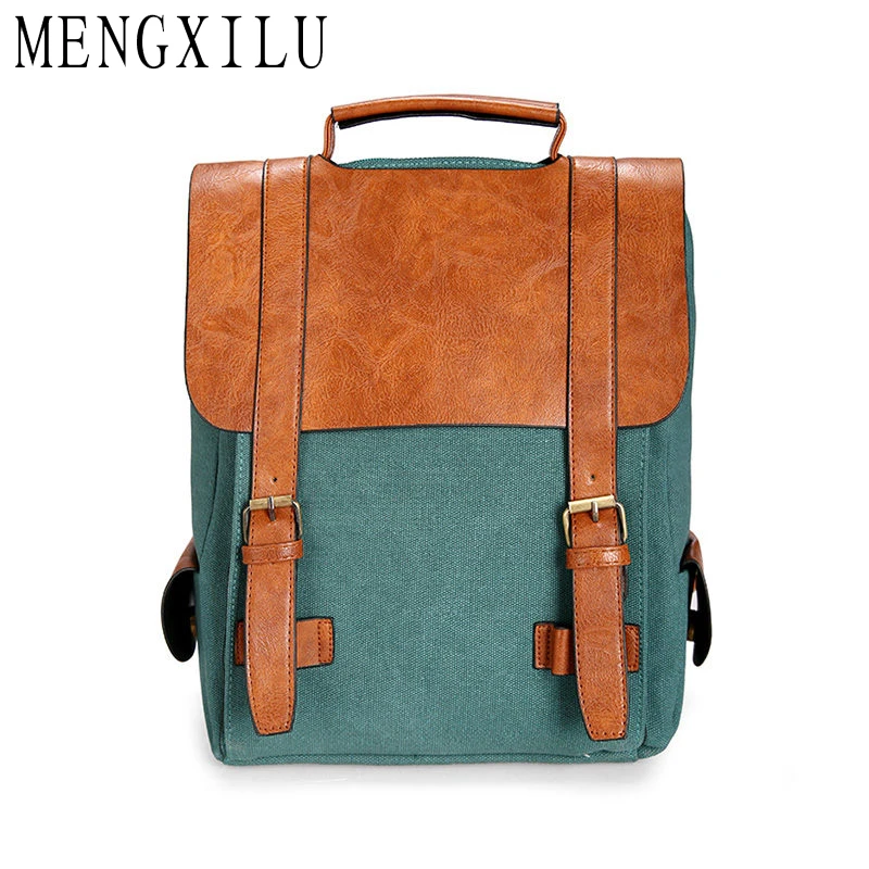 

MENGXILU Fashion Large Capacity Fabric Backpack Boy Girls Laptop Shoulder Bags Soft Leather Top-Handle Bags mochilas mujer 2019