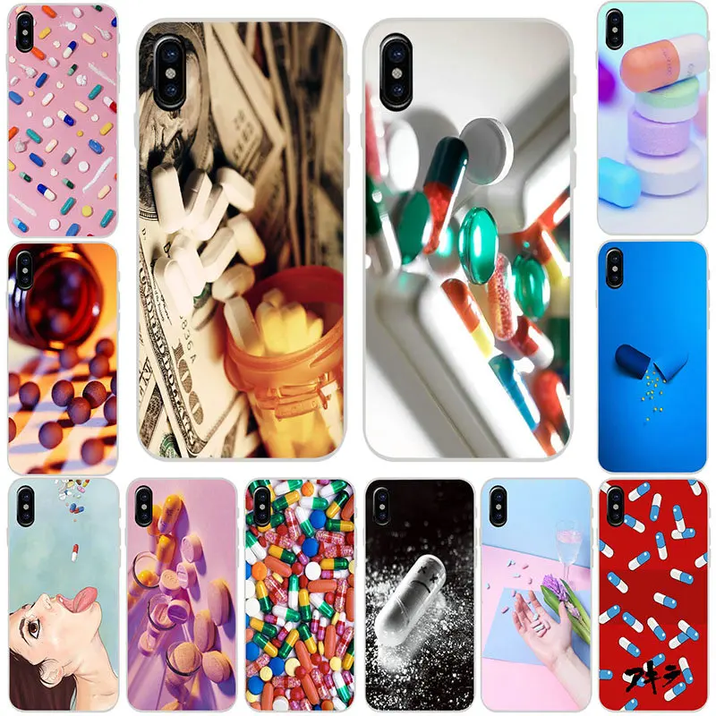 

Soft TPU Silicone Mobile Phone Cases for iPhone X XR XS Max 10 8 7 Plus 6 6S Plus 5 5S SE 5C 4 4S Shell Bags Cartoon Drug Art
