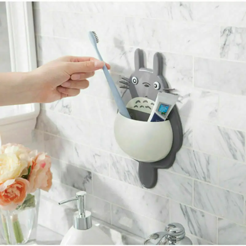 Totoro Ванная комната Зубная щетка настенный держатель присоска всасывающий органайзер для чашек инструмент