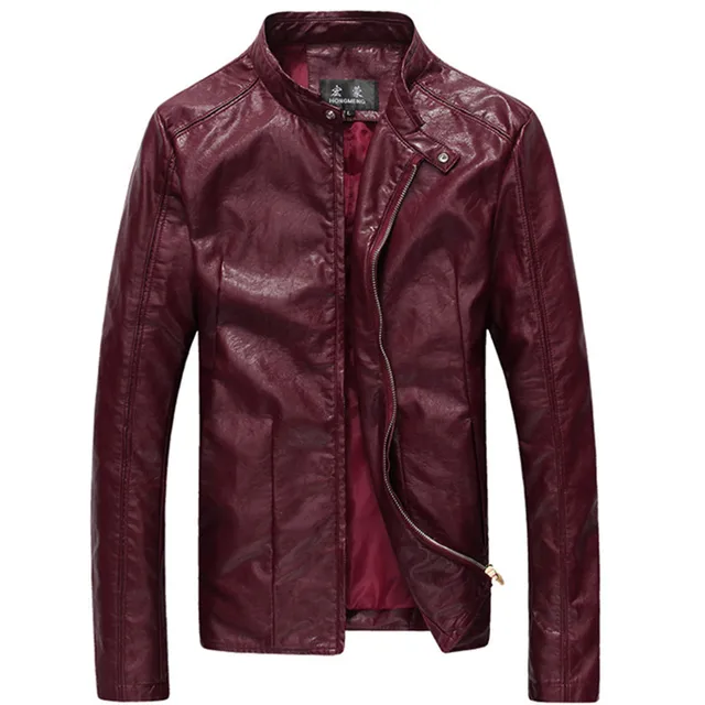 jaqueta vermelha de couro masculina