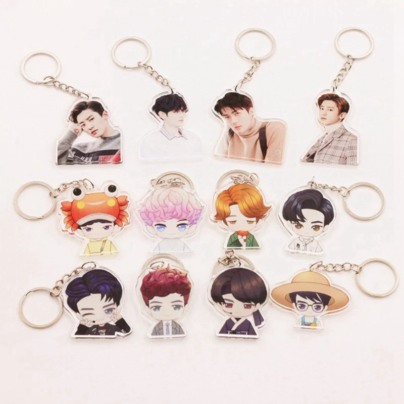 

1 Piece Cute EXO Acrylic Keychain Fashion New Jewelry Accessories Cute EXO Boys Shaped Pendants Keyring