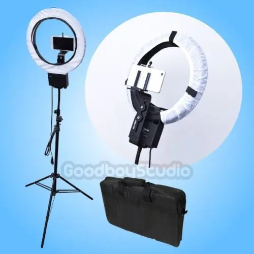

40W Ring Lamp Light with Soft Diffuser + Camera Bracket + Phone Holder Clamp + 2M Light Stand + Carry Bag 120V